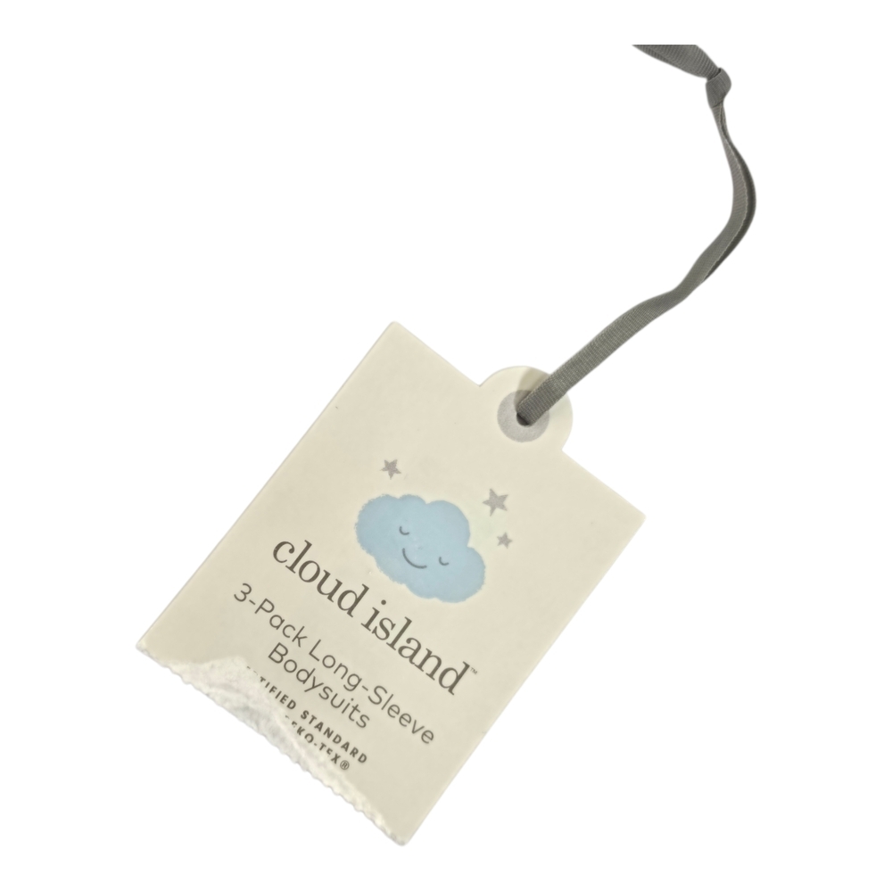 Cloud Island Baby Bodysuits 0–3 Months | 3-Pack Ribbed Cotton Long Sleeve | New - Picture 4 of 4